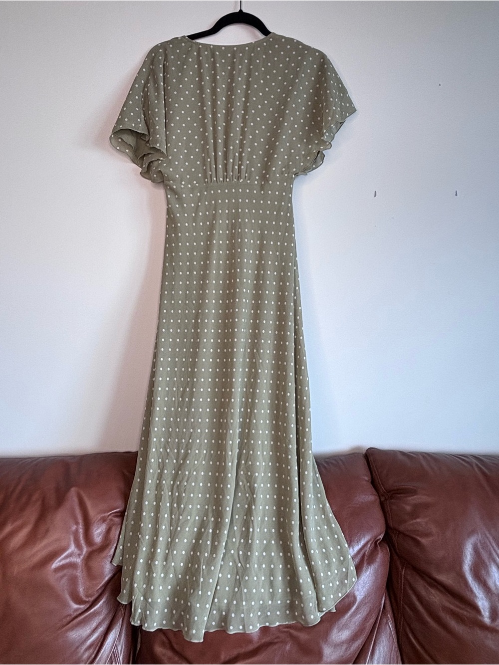 Aritzia Terrace Dress -Women’s Sage Green Polka Dot Maxi Dress - Picture 4 of 5